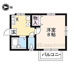 ウイズ山喜 1Kの間取図画像