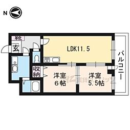デュ四条 2LDKの間取図画像