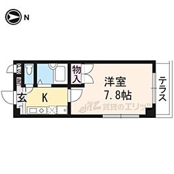 リバティ新町 1Kの間取図画像