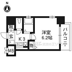 ベラジオ二条城前 1Kの間取図画像