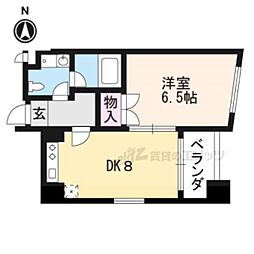 ルミエール北大路 1DKの間取図画像
