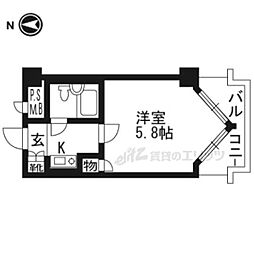 ライオンズマンション京都三条第2 1Kの間取図画像