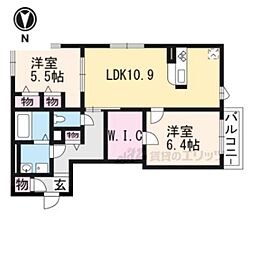 シャーメゾン嵯峨広沢 2LDKの間取図画像