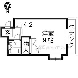 グランタック竜安寺 ワンルームの間取図画像