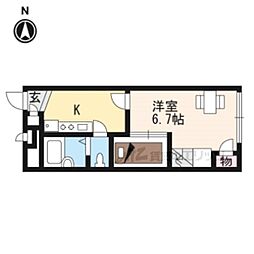 レオパレス二条城北 1Kの間取図画像