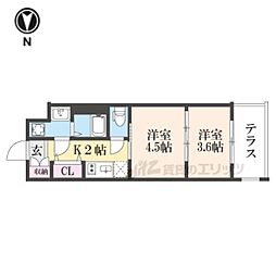 レシオス京都嵯峨野 1DKの間取図画像