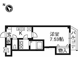 CotoGlance紫明通 1Kの間取図画像