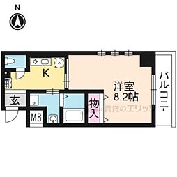 イクスピリオド五条 1Kの間取図画像