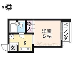 コモディタ竹屋町 1Kの間取図画像