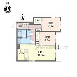 秀峯マンション 2LDKの間取図画像