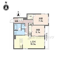 秀峯マンション 2LDKの間取図画像