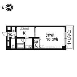 ウィステリア壱番館 1Kの間取図画像