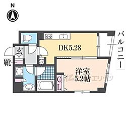 エクセルコート京都五条坂 1DKの間取図画像