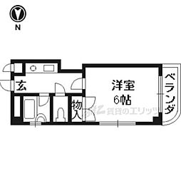 メモワール上桂 1Kの間取図画像