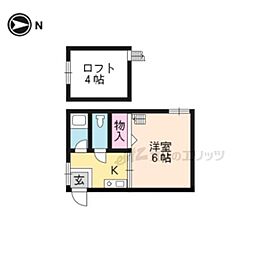 コットンハウス95 1Kの間取図画像