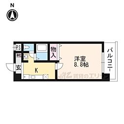 ハウスセゾン四条通 1Kの間取図画像