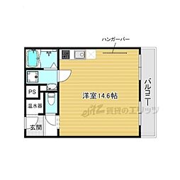 百万遍ハイツ ワンルームの間取図画像