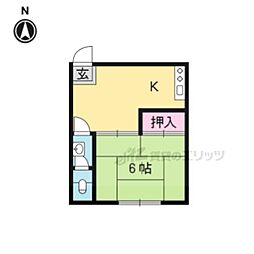 山鳩荘 1Kの間取図画像