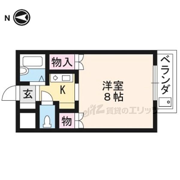 京都府京都市北区鷹峯土天井町(賃貸マンション1K・2階・22.00㎡)の写真 その2