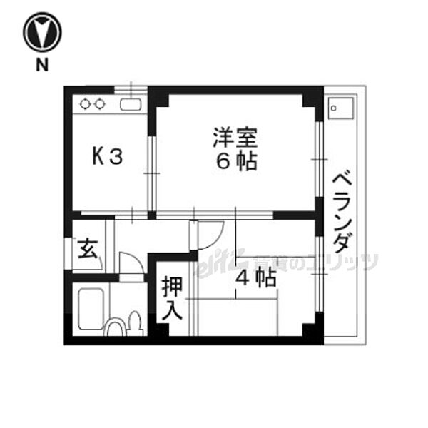 第二光マンション 402｜京都府京都市中京区西ノ京内畑町(賃貸マンション2K・3階・27.00㎡)の写真 その2