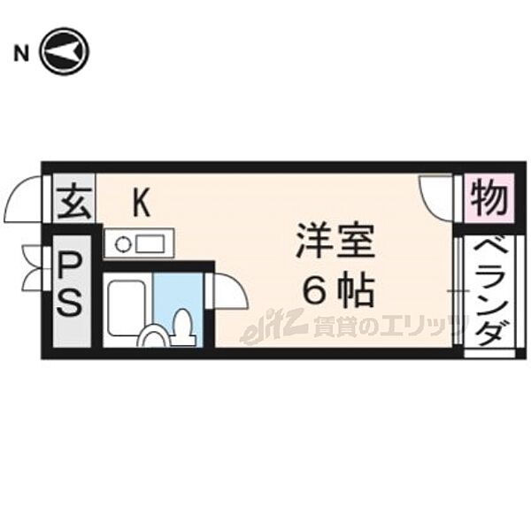 京都府京都市右京区太秦石垣町(賃貸マンション1K・4階・14.63㎡)の写真 その2