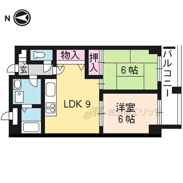 エル・カーサー 206｜京都府京都市右京区太秦上ノ段町(賃貸マンション2LDK・2階・49.58㎡)の写真 その2