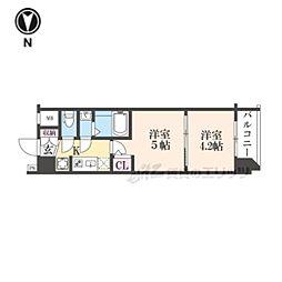 京都市上京区革堂前之町マンション 2Kの間取図画像