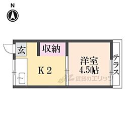 第二紫雲荘 1Kの間取図画像