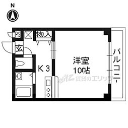 ベルメール北大路 1Kの間取図画像