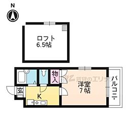 ピュアホーク 1Kの間取図画像