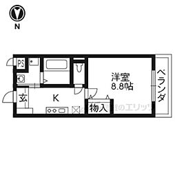 グランディール西院 1Kの間取図画像