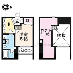 アルトラヴィーユ京都 1Kの間取図画像