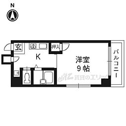 ラフィーネ四条堀川 1Kの間取図画像