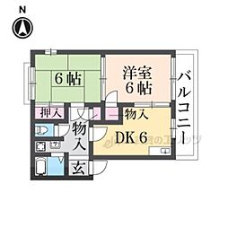 ドミールエーデンB棟 2DKの間取図画像