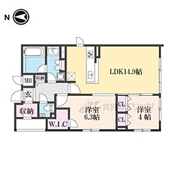 京都市下京区芦刈山町マンション 2LDKの間取図画像