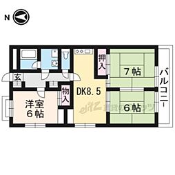 レジデンス玄以 3DKの間取図画像