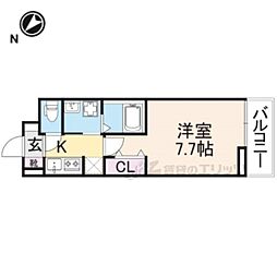 ブランメゾン帷子ノ辻 1Kの間取図画像