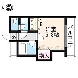 聖護院谷口マンション 1Kの間取図画像