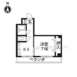 ロマネスク京都丹波口 1DKの間取図画像