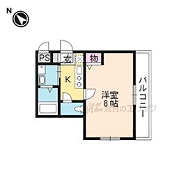 グラヴィス京都洛北 1Kの間取図画像