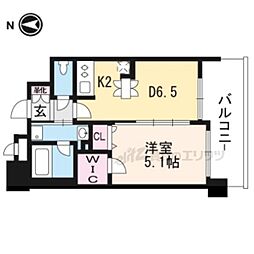 ヴィラ七条西洞院 1DKの間取図画像
