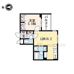 ヴァンベール御苑前 1LDKの間取図画像