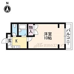 リバーサイド高野 1Kの間取図画像