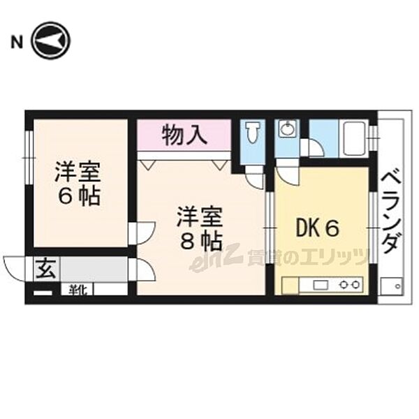 京都府京都市右京区西京極午塚町(賃貸マンション2DK・4階・41.31㎡)の写真 その2