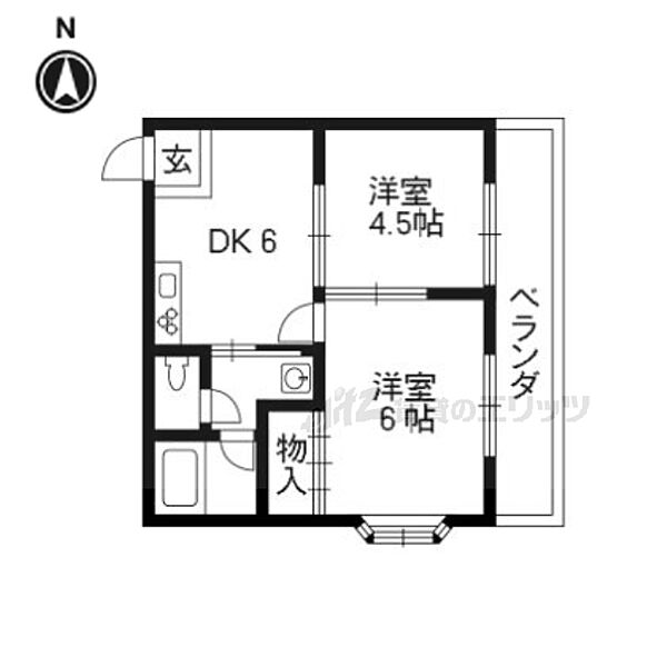 ベルビュー廣田 102｜京都府京都市右京区梅津堤上町(賃貸マンション2DK・1階・35.00㎡)の写真 その2