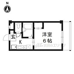 サン・ウエストくら 1Kの間取図画像
