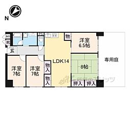 桂川ハイツ4号館 1階4LDKの間取り