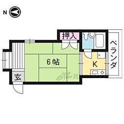 プチホワイトアタカA 1Kの間取図画像