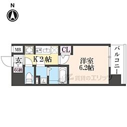 京都市南区吉祥院西ノ庄西浦町マンション 1Kの間取図画像