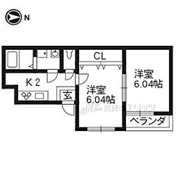 リール苗町 2Kの間取図画像